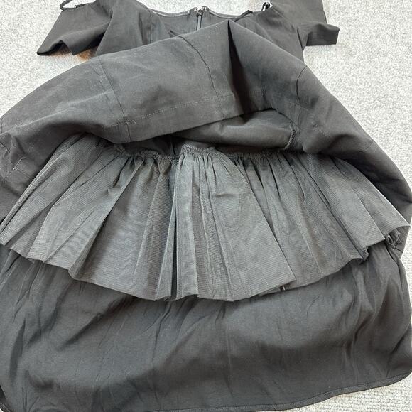 Anthropologie Maeve Off The Shoulder Bow Mini Dress Black S Tulle Pin Up Flare - Picture 11 of 14